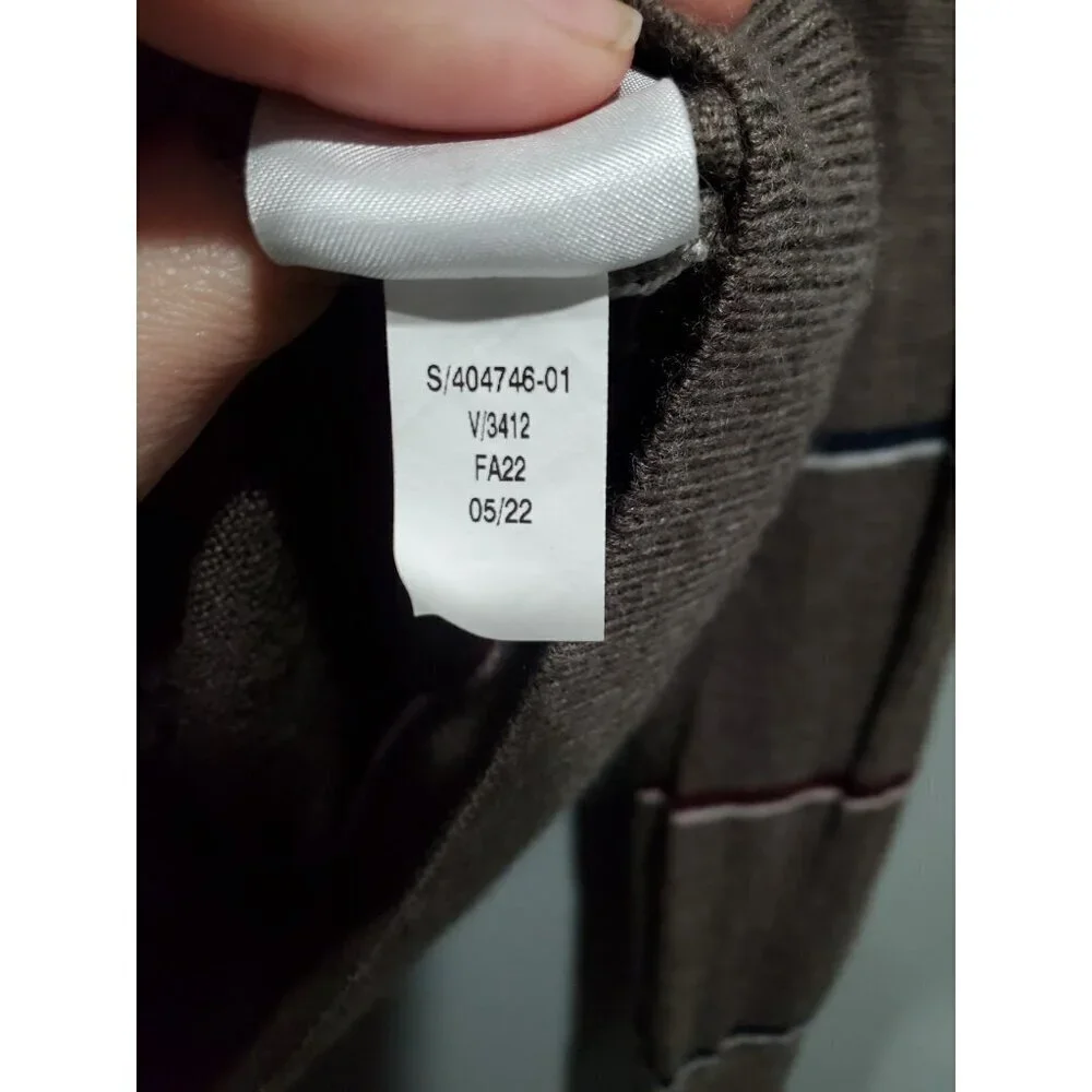 Banana Republic Mens Brown 100% Merino Wool Sweater Crew Neck Striped Sz L